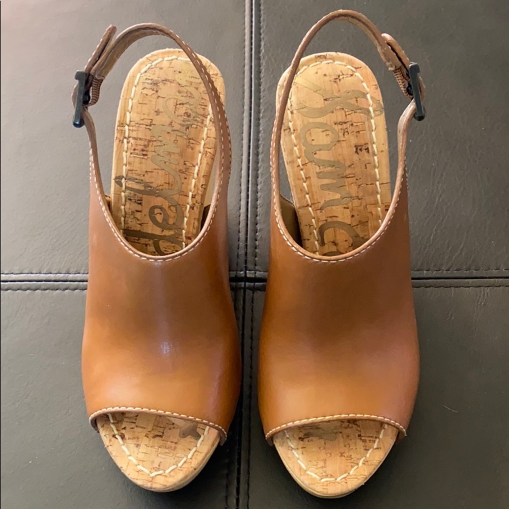 Sam Edelman Camilla leather wedge sling back